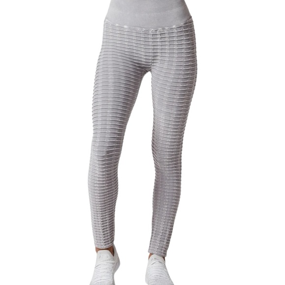 NUX leggings Pucker Up Small beige mid rise high compression yoga gym workout - Picture 6 of 6